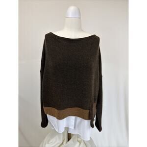 NWT Luukka 23K0110 Brown "Passion" High Low Hem Sweater Size LARGE #0692